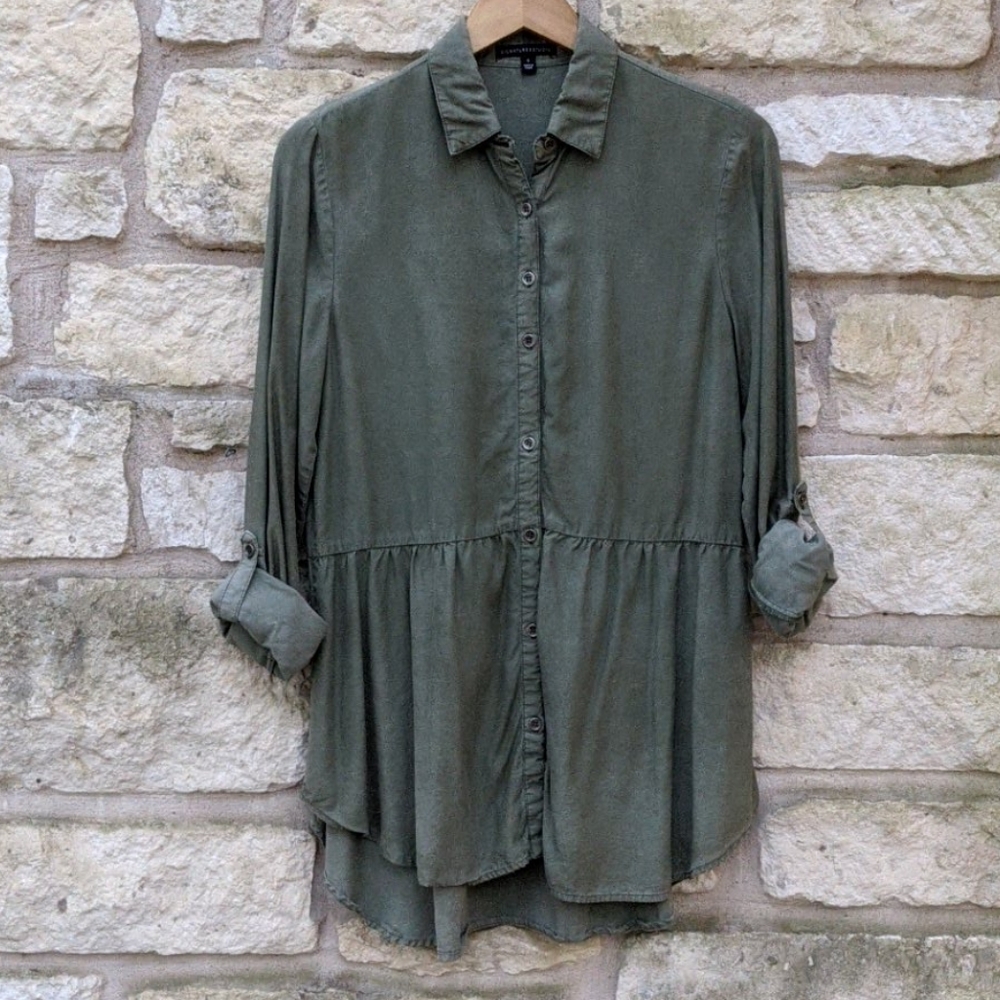 Olive button down tunic